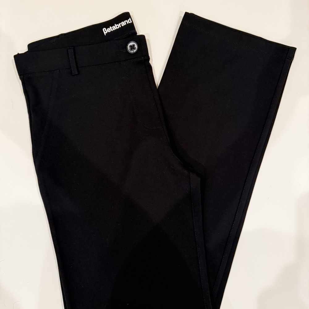 Betabrand Classic Dress Pant Yoga Pants Black Straight Leg Size L Large Petite